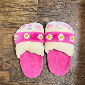 Pink and Cream Floral Slippers